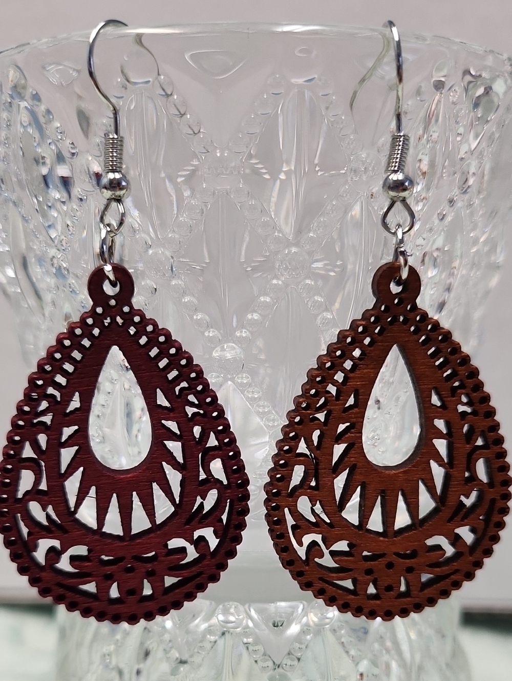 Wooden Brown Boho Teardrop Earrings!